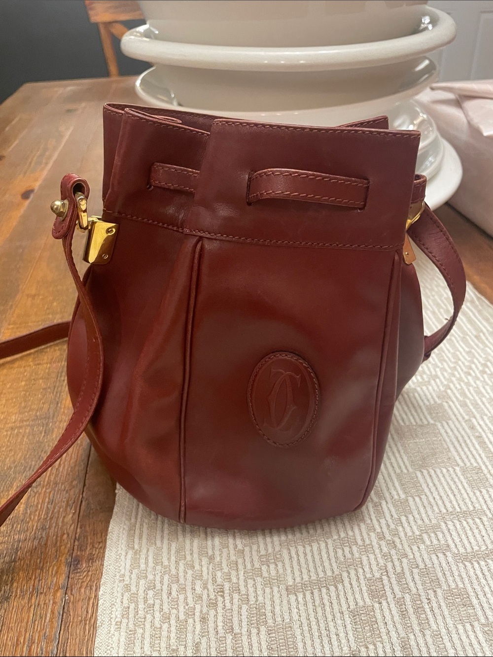 Cartier Shoulder Bag Must Line Leather Bordeaux